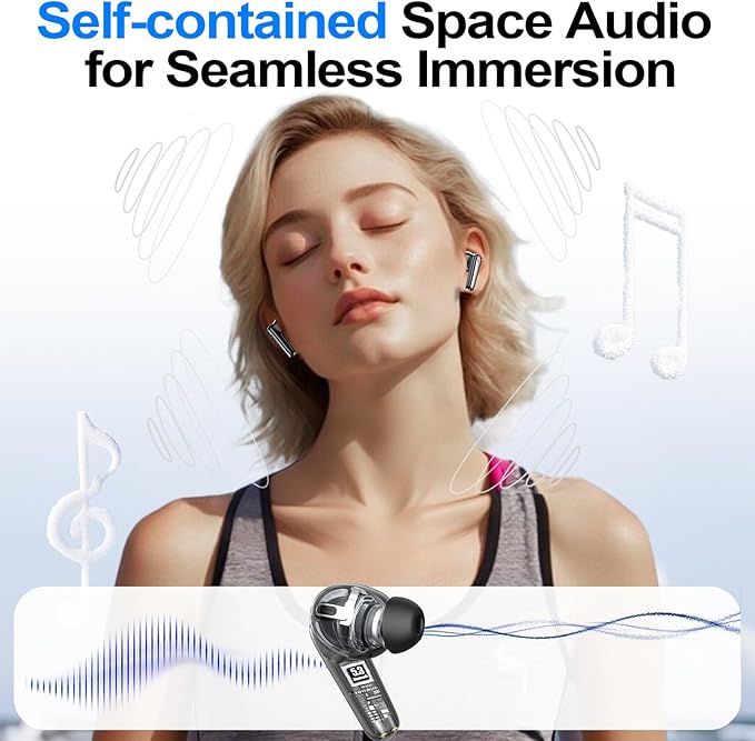 kurdene Wireless Earbuds Bluetooth 5.4 Headphones 60H Playtime Deep Bass Stereo Ear Buds with Mic Comfort Lightweight in Ear Earphones for Workout/Running Charcoal-StrideForce Fitness