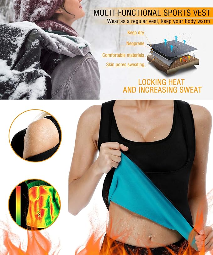 NonEcho Women Neoprene Sweat Vest for Women Sauna Suit Hot Sweat Waist Trainer Vest Slimming Body Shaper-StrideForce Fitness