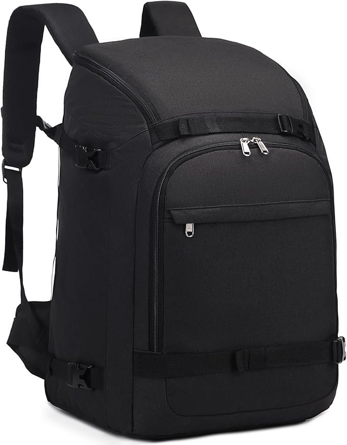 JIANYA Ski Boot Bag, 50L Waterproof Travel Backpack for Snowboard, Ski Helmet, Goggles, Gloves & Accessories, Black-StrideForce Fitness