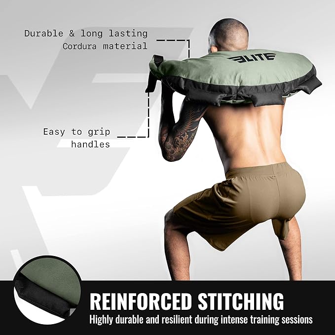 Elite Sports Bulgarian Canvas Bag, Fitness Canvas MMA Gym Cross Workout Training Sandbag 17, 25, 33, 45 lbs (UNFILLED)-StrideForce Fitness