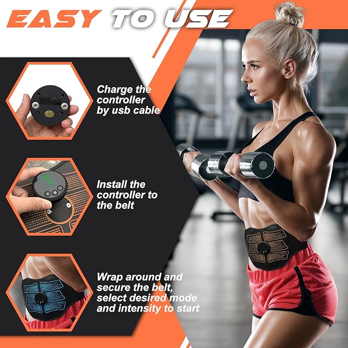 FDA Cleared, MHD TENS Ab Stimulator, TENS & PMS Muscle Stimulator and Muscle Improvement - Your Ab Machine for Effortless Fitness-StrideForce Fitness