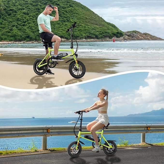 Winado Electric Bike for Adults, 14" Folding Electric Bicycle 450W Motor with Dual Disc Brakes, Max Range 25Miles(Pedal-Assist) & Speed 15.5MPH, Foldable Commuter City Ebike for Adults/Teens-StrideForce Fitness