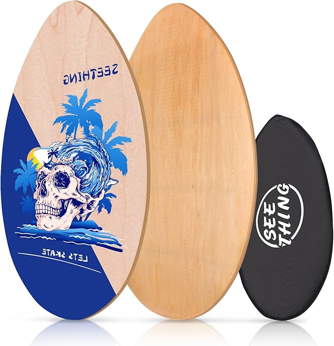 seething 35 Inch Skimboard with High Gloss Coat Wood Skim Board for Beginners,Kids, Teenagers, Adults and All Skimming-StrideForce Fitness