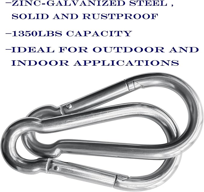 10Pack 5.5 Inch Spring Snap Hooks, Heavy Duty Carabiner Clips for Swing, 12MM 1/2” Quick Chain Link Buckle Clip Keychain Carabiners for Hammock Fitness Gym Boating-1350lbs Capacity-StrideForce Fitness