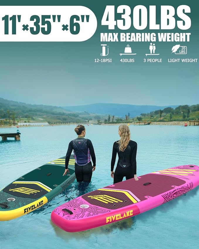 Inflatable Paddle Board 11' x 35'' Wide Stable Design,Stand Up Paddleboard with Sup Accessories Backpack,Pump,Ankle Leash,Adjustable Paddle,Non-Slip Comfort Deck for Adult Youth-StrideForce Fitness