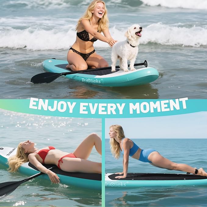 10' Inflatable Stand Up Paddle Board, Ultra-Light Wide Yoga Board for All Skill Levels with Premium SUP Paddleboard Accessories, 84L Waterproof Bag, Non-Slip Comfort Deck for Youth & Adults-StrideForce Fitness