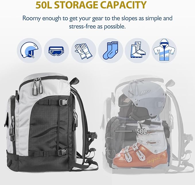 Unigear Ski Boot Bag Backpack for Helmet 50L/70L, Goggles, Gloves, Skis, Snowboard & Accessories-StrideForce Fitness