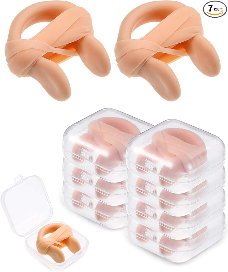 7 Pieces Swimming Nose Clip Silicone Nose Plug Protector with Elastic Rope for Kids and Adults Swimming Using-StrideForce Fitness