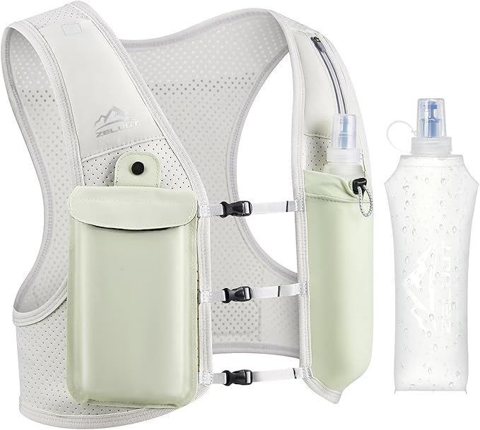 Running Vest for Women Men, USA Original Patent, Adjustable Chest Straps Running Hydration Vest with 500ml Soft Flask, Lightweight Reflective Hydration Backpack for Marathon-StrideForce Fitness