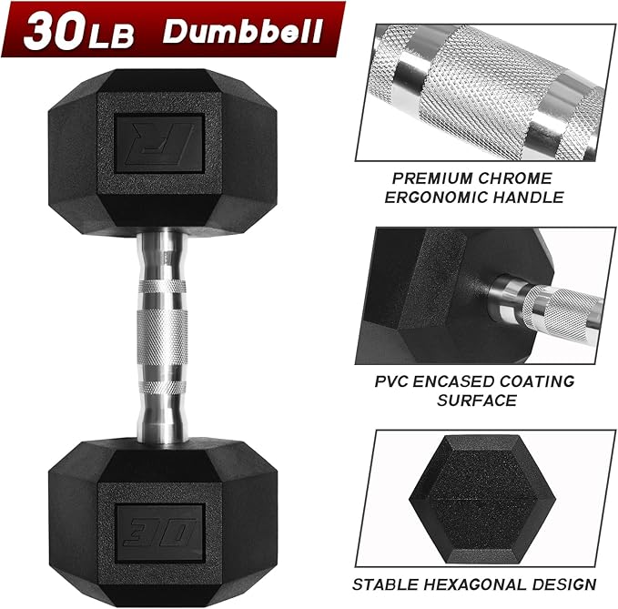 RitFit 5-650 LBS PVC Encased Hex Dumbbell Sets with Optional Rack for Home Gym, Hand weight with Chrome Handle for Strength Training, Workouts-StrideForce Fitness