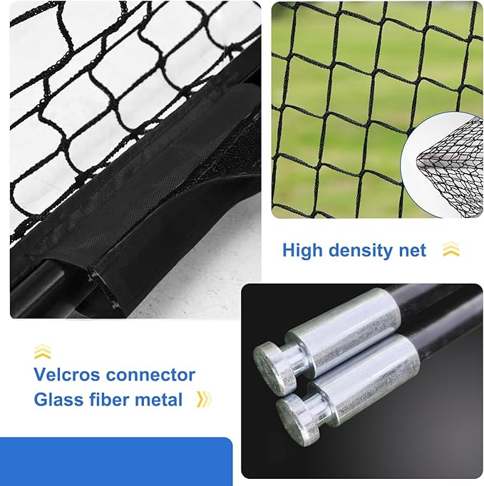 7'×7'Baseball Softball Practice Net-Batting Catching Pitching Training Equipment Set Portable Batting Tee Ball Holder Caddy-Baseball Softball Coach Pack.Great for All Skill Levels-StrideForce Fitness