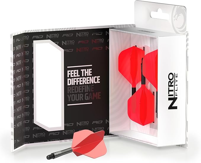 RED DRAGON Darts – Nitro Flite Integrated Flight & Shaft System – No.2 Shape and Design - Available in Short, Intermediate & Medium - Available in Variety of Colours - Professional Darts Accessories-StrideForce Fitness