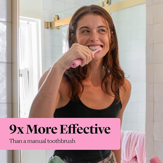 Made by Dentists PRO‑X Replacement Brush Heads – Compatible with PRO‑X Sonic Toothbrush (3 Pack) – Dentist‑Designed, Deep Plaque Removal, Soft Bristles, Travel‑Ready, Pink