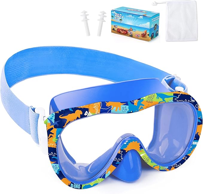 Kids Swim Goggles with Nose Cover, 180° Panoramic Snorkel Mask with Anti-Fog & Anti-Leak Design, Comfort Fabric Strap UV Protection Lens for Boys Girls Ages 3-15-StrideForce Fitness