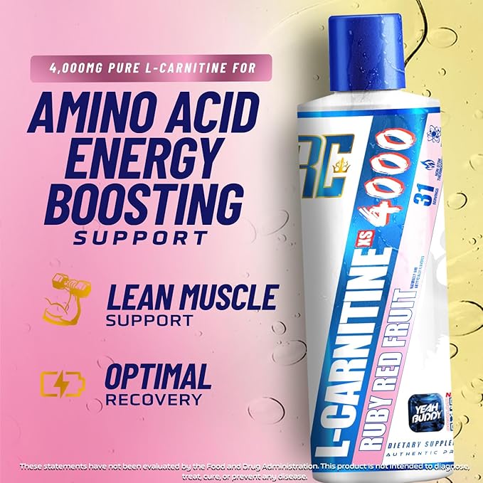 Ronnie Coleman Signature Series L Carnitine XS 4000 Liquid, Stimulant Free, Sugar Free, Zero Carbs, Lean Muscle Strength Support for Men & Women, 16 Oz (16 oz, Ruby Red Fruit (4000))-StrideForce Fitness