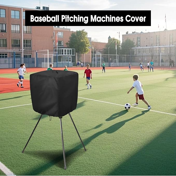 Pitching Machines Cover for Sports Attack Junior Hack Attack Softball Pitching Machine, 600D Waterproof Baseball Pitching Machines Cover, Black-StrideForce Fitness