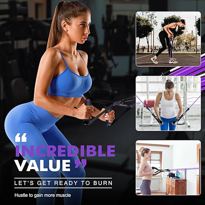 HPYGN Resistance Bands, Exercise Bands with Handles, Fitness Bands, Workout Bands with Door Anchor and Ankle Straps, for Heavy Resistance Training, Physical Therapy, Shape Body, Yoga, Home Workout Set-StrideForce Fitness