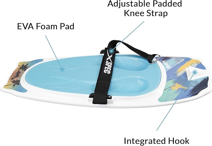 Xspec Kneeboard with Hook Strap for Knee Surfing Boating Waterboarding Kneeling with Padded Foam Surface for Kids, Teens & Adults-StrideForce Fitness