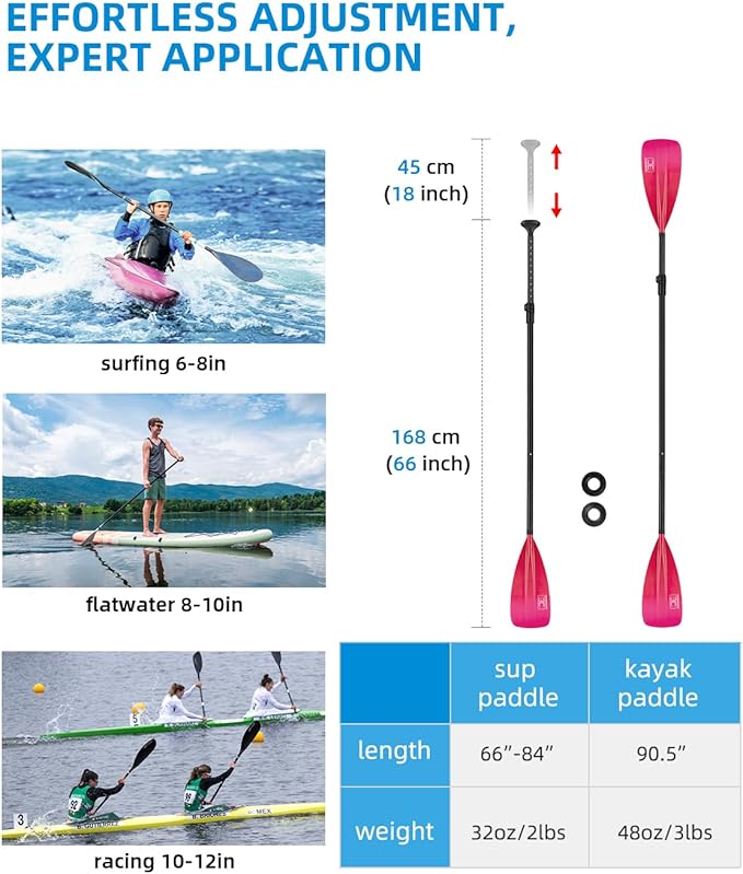 OCEANBROAD SUP Paddle - Adjustable Stand-Up Paddle for Paddleboard Kayak, Adjustable Aluminum Alloy Shaft with Reinforced Nylon Blades-StrideForce Fitness