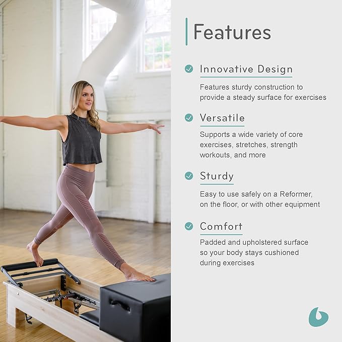 Balanced Body Standard Sitting Box for Pilates Reformer, Pilates Equipment for Home Workouts and Professional Studio Use, Fits Balanced Body Wood Reformers and Allegro or Allegro 2 Reformer-StrideForce Fitness