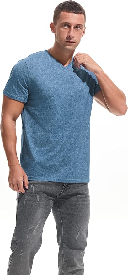 VEIISAR Premium V Neck T Shirts for Men - Modern Fitted Tees Vneck Undershirts-StrideForce Fitness