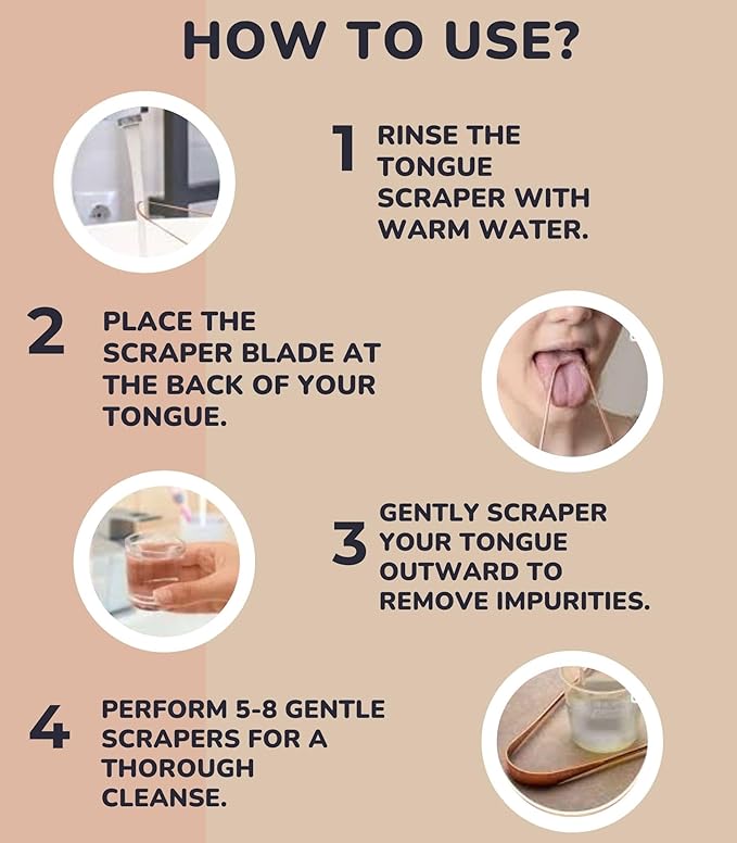 Nature's Own Tongue Scraper for Adults & Kids, Copper Tongue Cleaner/Scrubber to Improve Fresh Breath Remove Tongue Buildup, Easy to Use Portable Tongue Scrappers for Oral Care & Hygiene