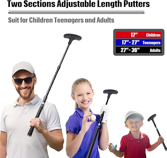 Golf Putter - Golf Putters for Men Right Handed Golfers or Left Handed Golf Putter for Kids and Womens Mini Golf Clubs Set - Two-Way Adjustable Length putters with 5 Golf Practice Ball-StrideForce Fitness