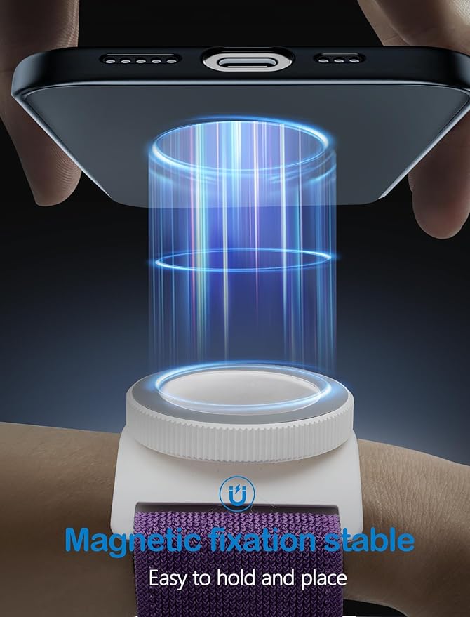 TOPGO Magnetic Running Phone Holder for iPhone, HD Mirror & Extendable Anti-Drop Rope for Gym/Yoga, 360° Rotatable Wrist Phone Holder, Fits iPhone 16 Pro & Android (Purple, 2 Straps)-StrideForce Fitness