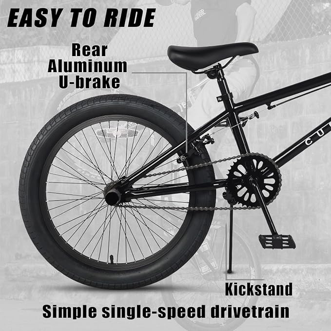 Freestyle BMX Bike, 18 20 Inch Kids Bicycle for 5-13 Years Old Kids and Beginner Level Rider, Multiple Colors-StrideForce Fitness