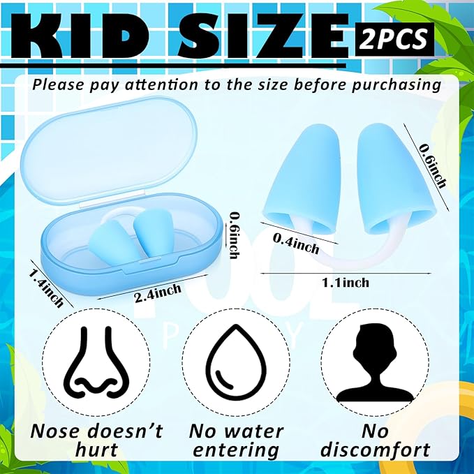 2 Pack Nose Plugs for Swimming for Adults and Kids (Age 7-12), Waterproof Soft Silicone Swimming Protectors Nose Block Nostril Plugs for Swimmers Surfers Water Sports-StrideForce Fitness