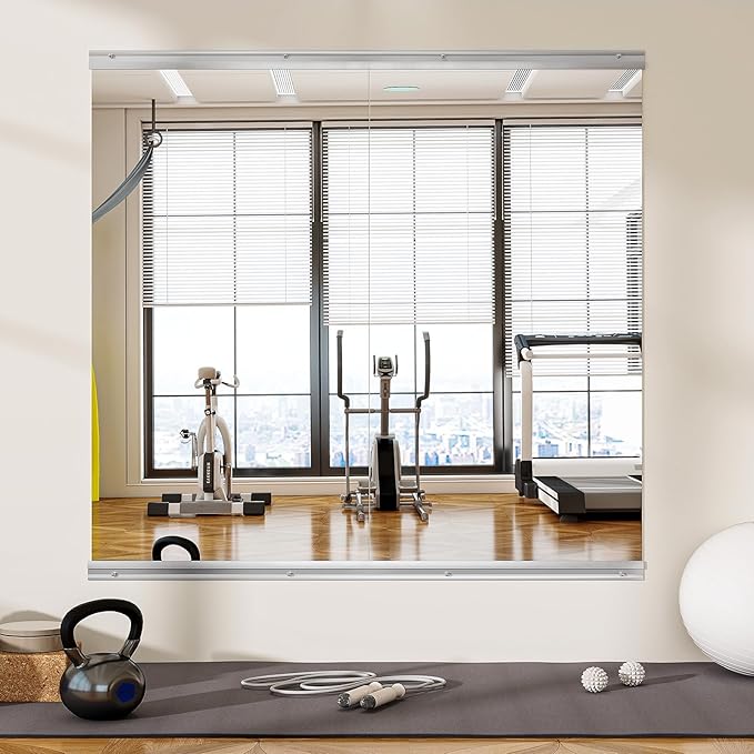 Home Gym Mirror - 2 PCS 28×55 inches, Large Frameless Wall Mounted Full Length Body Mirror for Dancing Studio, Exercise, Fineness, Yoga, Tempered Glass-StrideForce Fitness