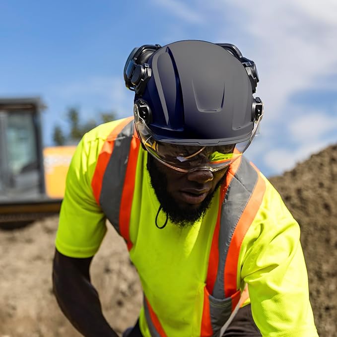 GE Safety Helmet: ANSI Type 2 Class G & E, Advanced Impact Technology, Ultra Comfortable Memory Foam, Heat Stress Reduction, Compatible with Accessories, Adjustable Size OSHA Approved-StrideForce Fitness