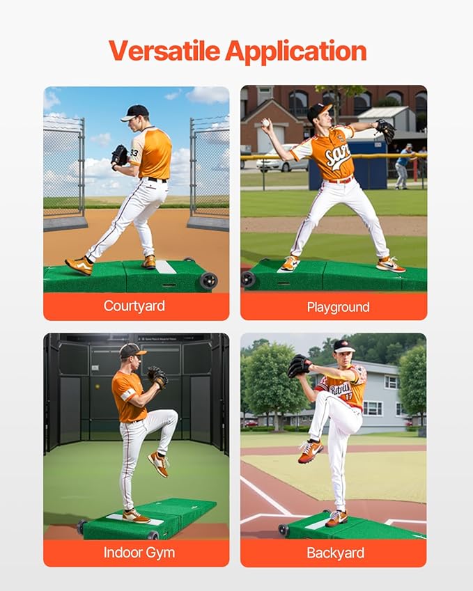 VEVOR Pitching Mound, Baseball Game Mound, Indoor/Outdoor Pitching Practice and Training Equipment, Softball Pitching Aids with Antifade Turf and Pitching Rubber-StrideForce Fitness