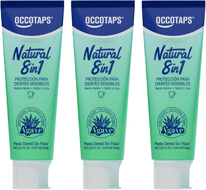 Agave Sensitive Toothpaste, Fluoride-Free Natural Whitening Toothpaste for Sensitive Teeth, Gentle Gum Care, Helps Remove Stains, Fresh Mint Herbal Formula, 3 Pk US Manufactured