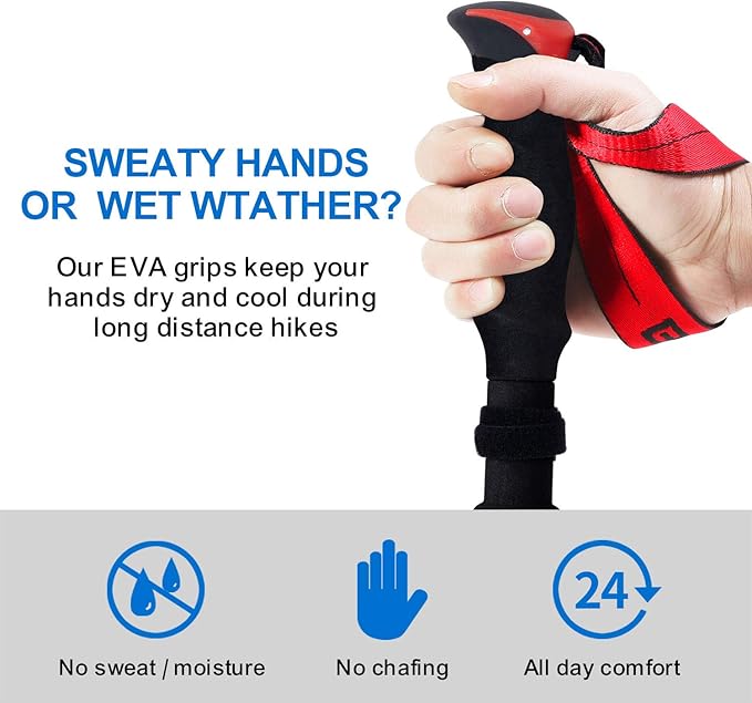 BISINNA Collapsible Trekking Hiking Poles- 2 Pack Folding Aluminum Walking Sticks with Quick Lock System 4 Season Accessories,Telescopic, Adjustable, Lightweight for Men Women-StrideForce Fitness