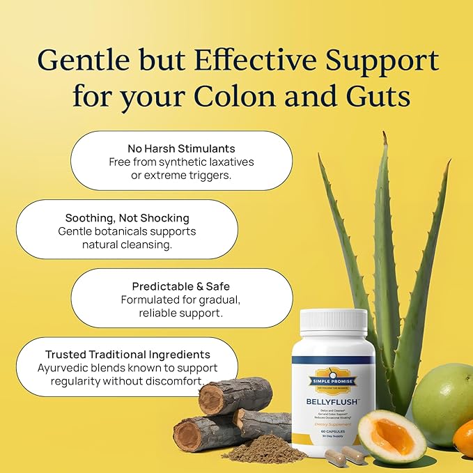 Simple Promise BellyFlush - Gentle Colon & Gut Cleanse Supplement for Comfort with Milk Thistle & Bentonite Clay - Supports Debloat, Digestive Cleanse & Flushing - 60 Capsules-StrideForce Fitness