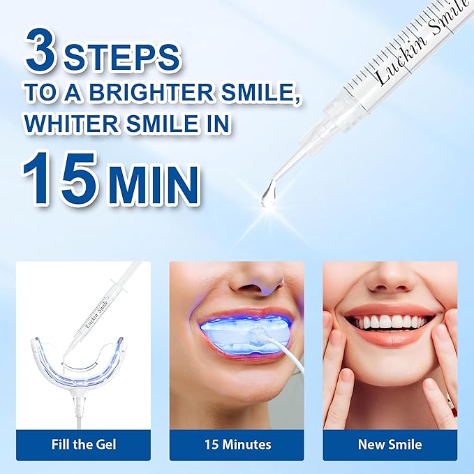 LUCKIN SMILE 10 * 3ML Teeth Whitening Gel Refill, 22% Carbamide Peroxide Suitable for Sensitive Teeth Whitening, 60 Whitening Treatments, Teeth Whiteners Used in Conjunction with Teeth Whitening Kit