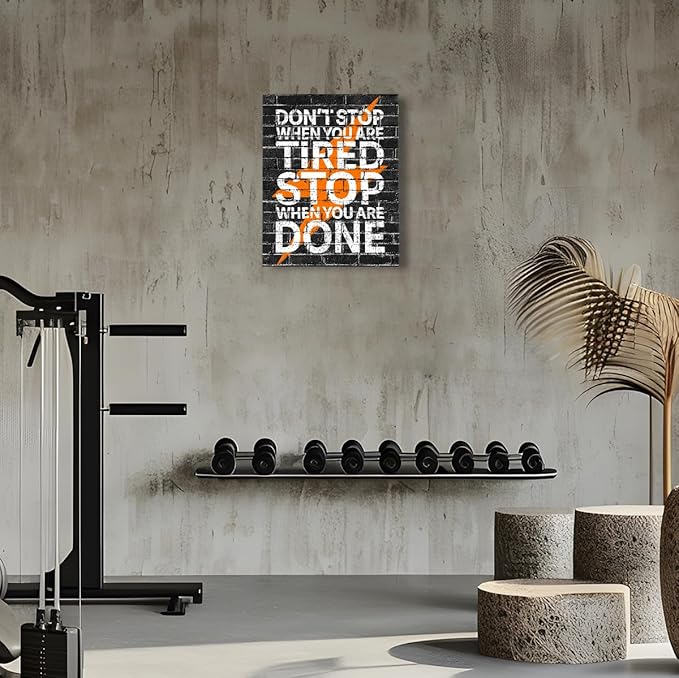 Gym Quotes Wall Art,Inspirational Workout Wall Decor,Don't Stop When You're Tired Stop When You're Done Canvas Wall Art for Home Gym Exercise Fitness Room-StrideForce Fitness