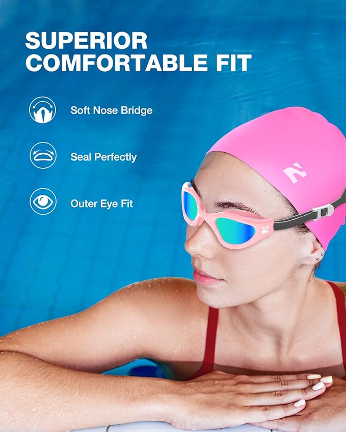 ZIONOR G1 Lite Swim Goggles with Swim Cap Comfortable Anti-fog Swimming Goggles Cap Set for Adult Men Women-StrideForce Fitness