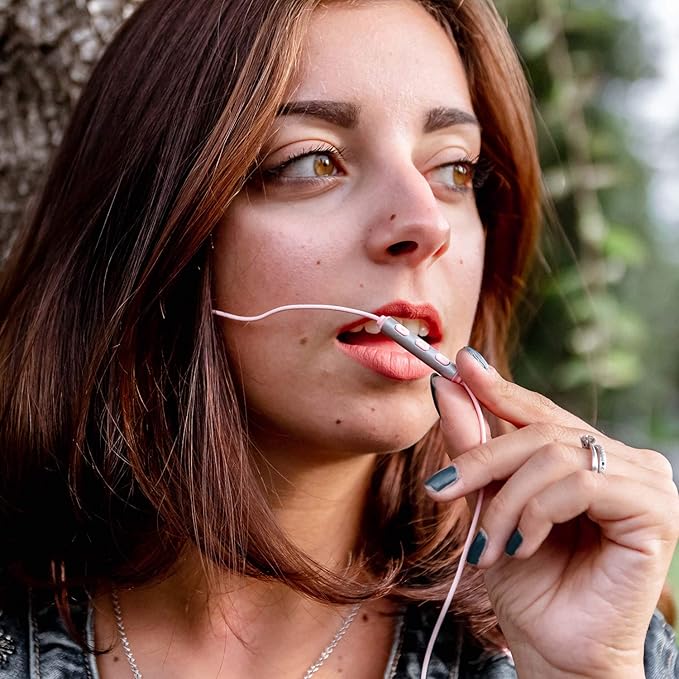 LUDOS Clamor Wired Earbuds in-Ear Headphones, 5 Years Warranty, Earphones with Microphone, Noise Isolating Ear Buds, Memory Foam for iPhone, Samsung, School Students, Kids, Women, Small Ears - Pink-StrideForce Fitness