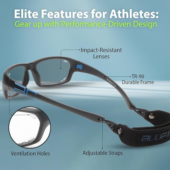 BLUE CUT Sports Protection Goggles, Photochromic Lenses Safety Glasses for Basketball, Pickleball Indoor Outdoor Sports-StrideForce Fitness