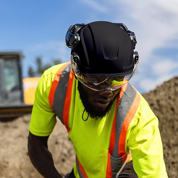 GE Safety Helmet: ANSI Type 2 Class G & E, Advanced Impact Technology, Ultra Comfortable Memory Foam, Heat Stress Reduction, Compatible with Accessories, Adjustable Size OSHA Approved-StrideForce Fitness