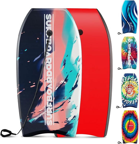 KOTEK 33/37/41 Inch Body Board with Wrist Leash, EPS Core, Dual Channel, HDPE Slick Bottom, Bodyboard for All Skill Levels & Wave Conditions-StrideForce Fitness