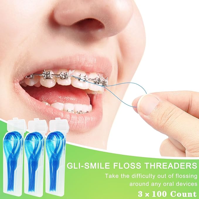 Floss Threaders, Orthodontic Threader, Ultraclean Access Tool for Maintaining Oral Health with Braces, Bridges, and Implants 300 Count (Pack of 3)