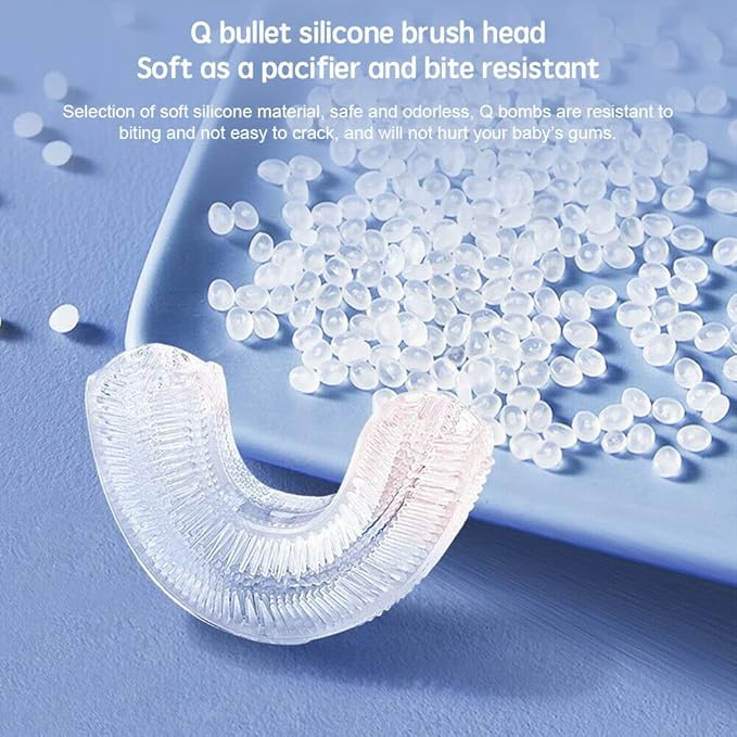 Kids Electric Toothbrush，U Shaped Toothbrush Waterproof Battery Powered 360 Automatic Sonic Toddler Toothbrushes for 8-13 Years Old for Boys Girls,with 2 Replacement Brush Heads（Pink）