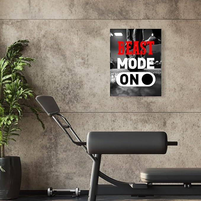 Inspirational Gym Wall Decor,Fitness Quotes Wall Art,Beast Mode on Canvas Wall Decor for Home Gym-StrideForce Fitness
