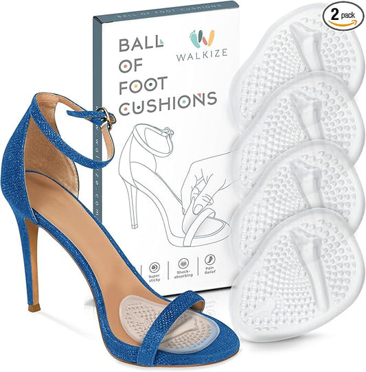 Walkize Metatarsal Pads Women | Heel Inserts for Women | Ball of Foot Cushions (2 Pairs Foot Pads) All Day Pain Relief and Comfort One Size Fits Shoe Inserts (Clear)-StrideForce Fitness