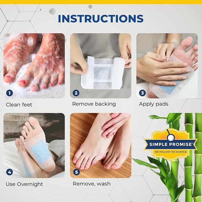 Simple Promise - Xitox Deep Cleansing Foot Pads - Supports Restful Sleep & Helps Remove Tension - Natural Herbal Ingredients for Feet - Comfortable Adhesive & Easy Peel - 30 Foot Patches - Mint Aroma-StrideForce Fitness