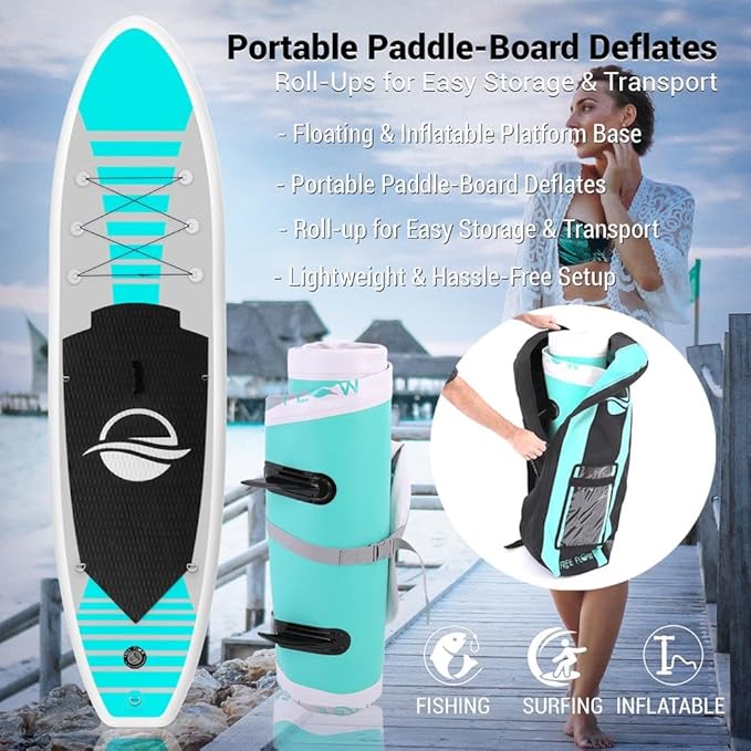 SereneLife Inflatable Stand Up Paddle Board with Premium SUP Accessories – Wide Stable Design with Non-Slip EVA Deck Pad for Adults and Youth of All Skill Levels-StrideForce Fitness