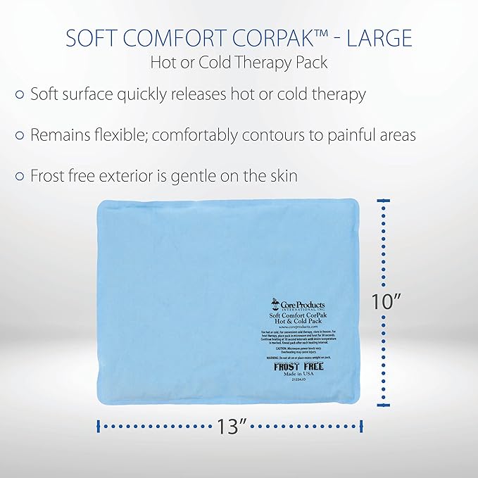 Core Products Soft Comfort CorPak – Reusable Hot & Cold Therapy Pack, Ice Pack for Injuries, No-Frost Compress for Muscle, Back & Joint Pain Relief – 10" x 13", Made in USA-StrideForce Fitness